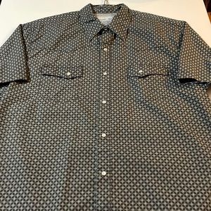 Wrangler Wrancher Black Diamond Print Print Cowboy Western Shirt XL